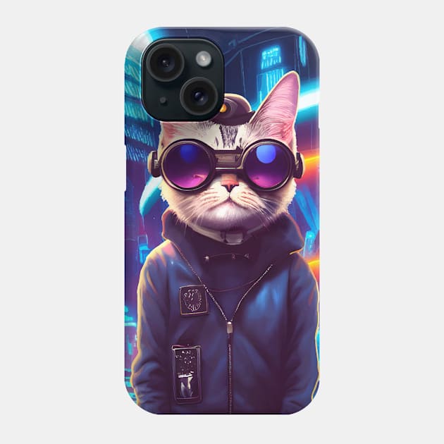 Cool Japanese Techno Cat In Japan Neon City Phone Case by star trek fanart and more