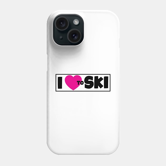 I LOVE TO SKI SKIING MOUNTAINS SKIER HEART Phone Case by TravelTime