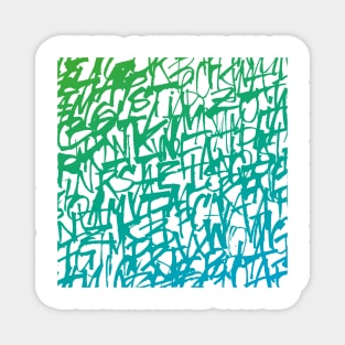 Colorful Handwritten Lettering in Blue and Green Gradient Pattern for Clothing, Accessories, and Home Decor Magnet