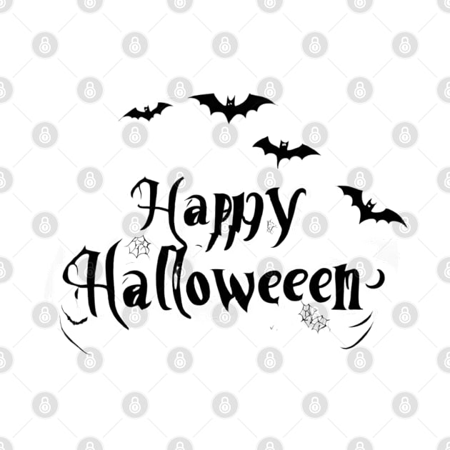 Happy Halloween typography poster with handwritten calligraphy text illustration by ShirtyArt
