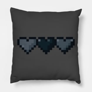 Black Hearts in a Row Pixel Art Pillow