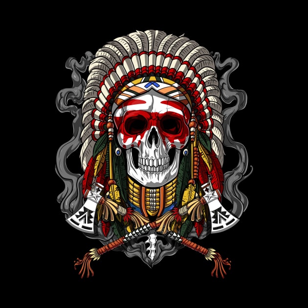 Native American Chief Skull by underheaven