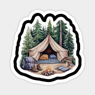 Campfire Retreat: Forest Escape Magnet