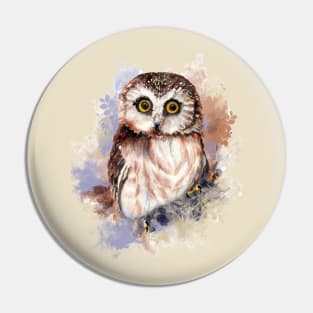 Watercolor Cute LIttle Owl Pin