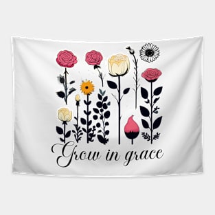 Grow in grace, floral design Tapestry