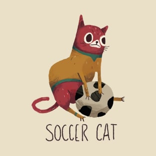 Silly Red Soccer Cat T-Shirt