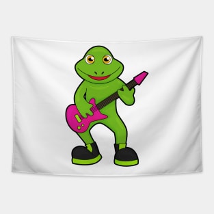 Frog as Musician with Guitar Tapestry