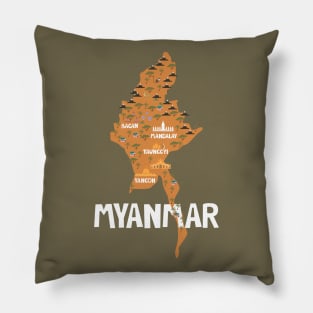 Myanmar Illustrated Map Pillow