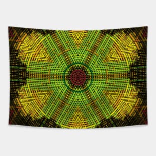 Weave Mandala Green Yellow and Red Tapestry