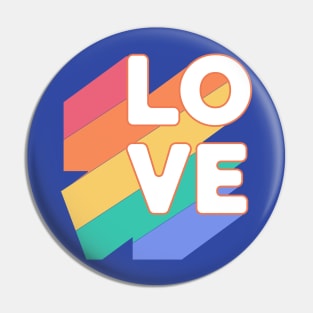 Retro Rainbow Love Word Art Pin