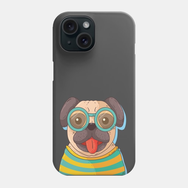 Pug With Glasses Phone Case by Mako Design 