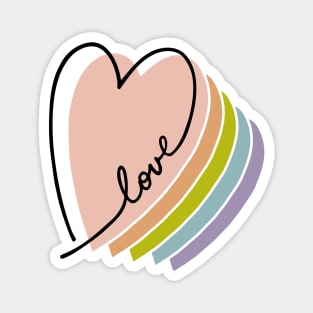 Boho Rainbow Heart Love Letters Line Art Magnet