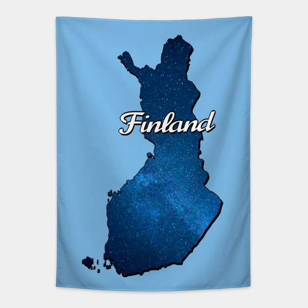 Blue map of Finland Tapestry by Purrfect