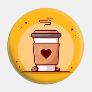 Coffee Cup Cartoon Vector Icon Illustration Pin