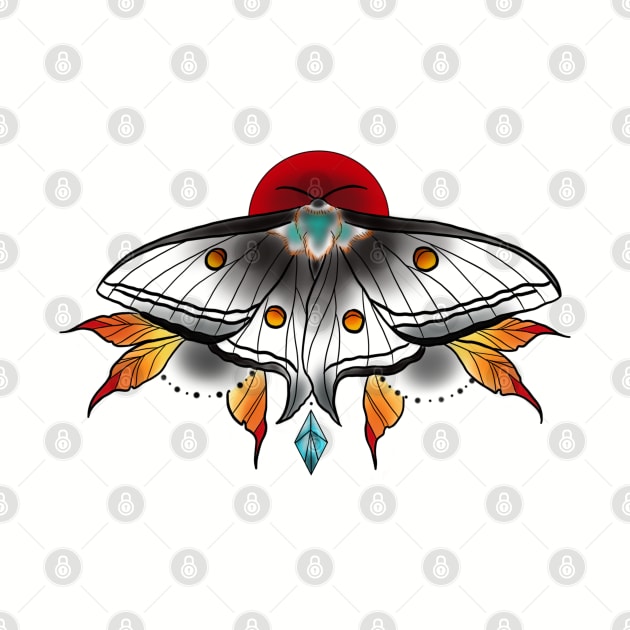 Neotraditional Moth by OktInk