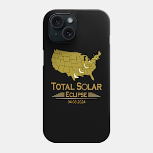 America Total Solar Eclipse April 8 2024 USA Map Totality Phone Case