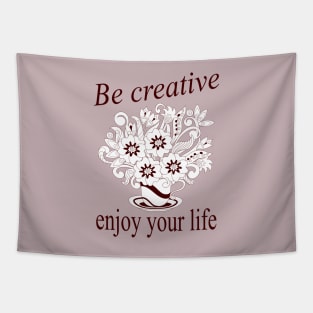 Be creative  with violet flowers in tea cup Tapestry