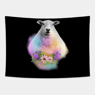 Watercolor Floral Sheep Tapestry