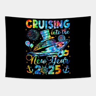 Cruising Into 2025 New Years Party Tie Dye Family Holiday Tapestry