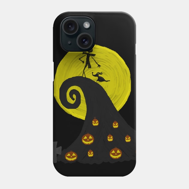 painted nightmare before christmas (silhouettes in the moonlight) Phone Case by Moonsong