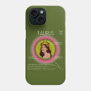 Taurus Aura: Embracing Green, Pink, and Brown Harmony Phone Case