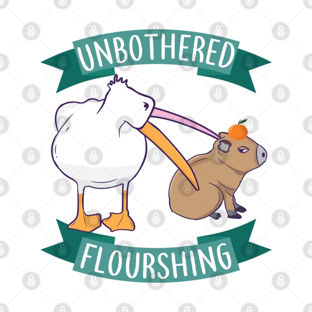 Unbothered Flourishing Capybara Pelican Funny Meme Cute Meme by alltheprints