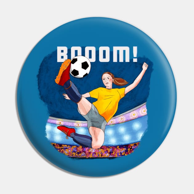 Booom! Soccer girl Pin by SW10 - Soccer Art