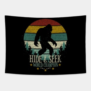 Hide and Seek World Champion Retro Vintage Bigfoot Sunset Tapestry