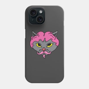 Cat with wig, hairless cat with wig, cat with a mustache Phone Case