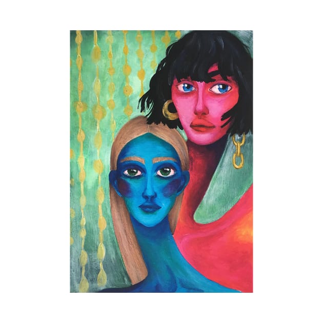 Two girls Art print by LinaKonopassevich