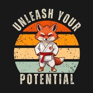 Karate Angry Fox Retro T-Shirt