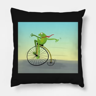 Frog on a bike Pillow