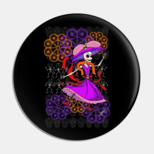 Random dancing catrina skull ecopop pattern Pin