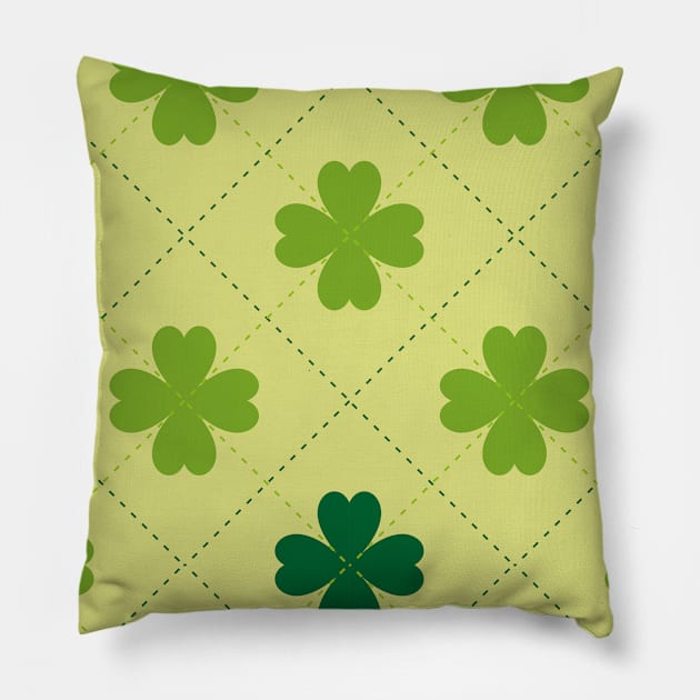 Vintage Four-leaf clover St. Patrick's Day Patterns Pillow by DonVector