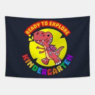 Ready to explore Kindergarten | Cartoon Dinosaur Tapestry