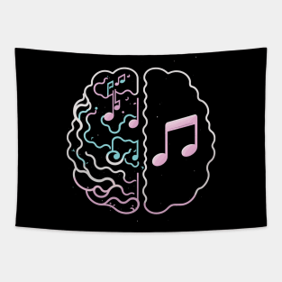 Musician Brain With Music Notes Tapestry