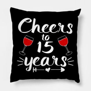 Cheers to 15 years Anniversary Gifts For Couple, Women and Men Pillow