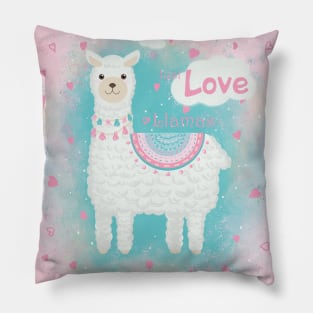 Cute pink and mint llama Pillow