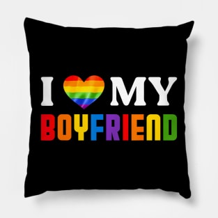 I Love My Boyfriend Groovy Heart For Pride LGBT Month Pillow