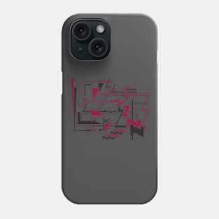 Abstract digital art number 7 - black and bordeaux Phone Case