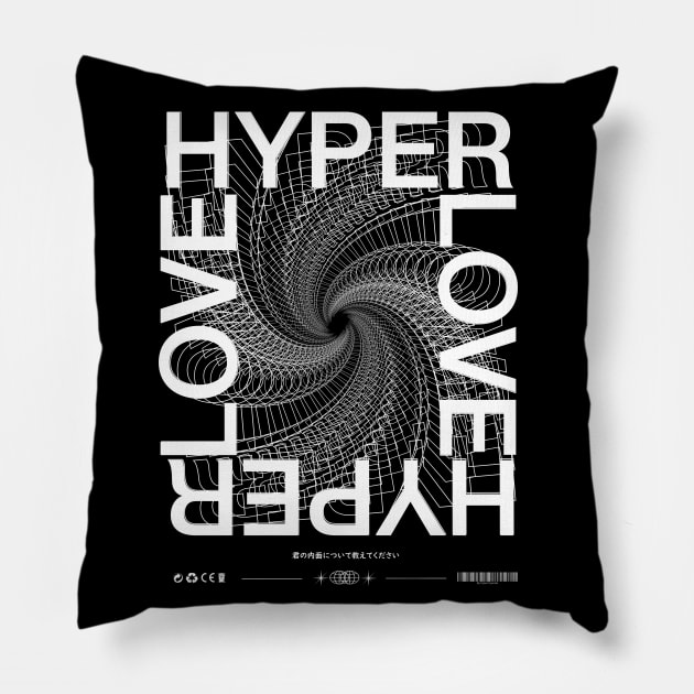 Hyper Love Streetwear Desing Pillow by Cyber Cyanide