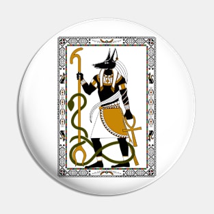 Anubis - Egyptian god - Black, white and gold design Pin