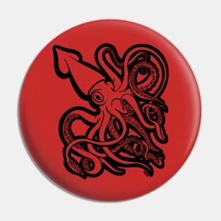 Giant Squid Architeuthis Black Outline Pin