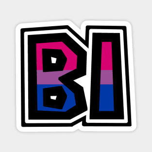 Bi Text - Bisexual Pride Flag Colours - Loud and Proud Sexuality - Bisexual Magnet