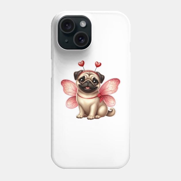 Valentine Fairy Pug Dog Phone Case by Chromatic Fusion Studio