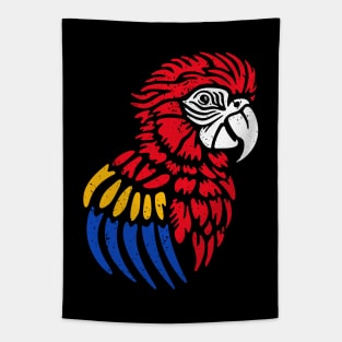 Red Macaw Parrot distressed Tapestry