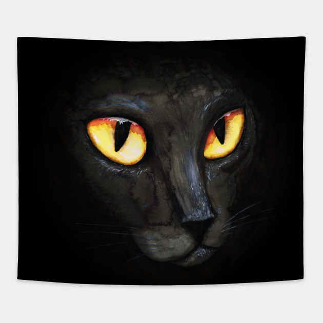 Black Cat S Eyes Black Cat Tapestry Teepublic