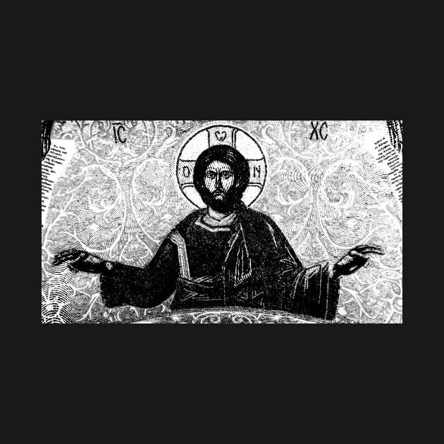 Eastern Orthodox Jesus Christ Pantocrator Icon Linocut by thecamphillips