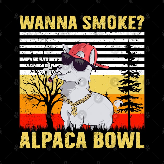 Wanna Smoke Alpaca Bowl Vintage Retro Alpaca Lover Gift by reginaturner