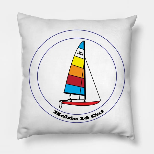 Hobie 14 Catamaran Sailboat Pillow by CHBB